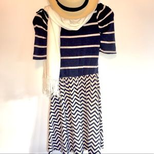 Blue Two Tone Stripe Dress
